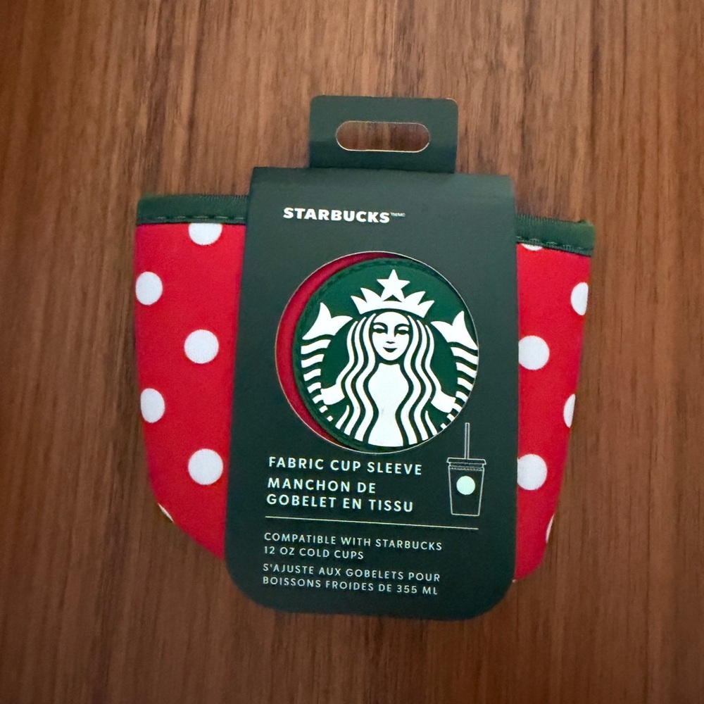 Starbucks Red and White Fabric Cup Sleeve